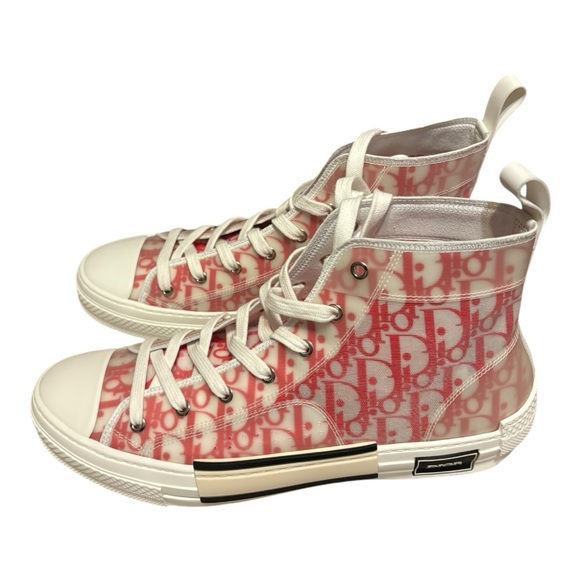 Dior High-Top Sneakers in Red and Cream - Picture 1 of 3